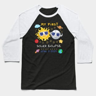 My First Solar Eclipse April 8 2024 Gift For Kids Boys Girls Toddler Baseball T-Shirt